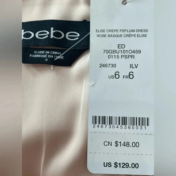 ELISE CREPE PEPLUM DRESS ROBE BASQUE NWT - Picture 7 of 8